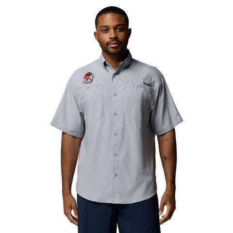 Men's Columbia Gray Georgia Bulldogs Tamiami Omni-Shade Button-Down Shirt