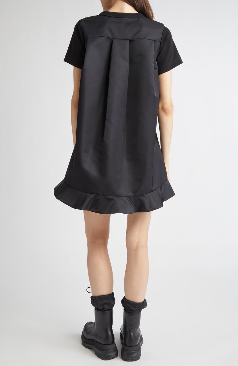 Sacai Nylon Twill & Cotton Jersey Minidress, Alternate, color, Black