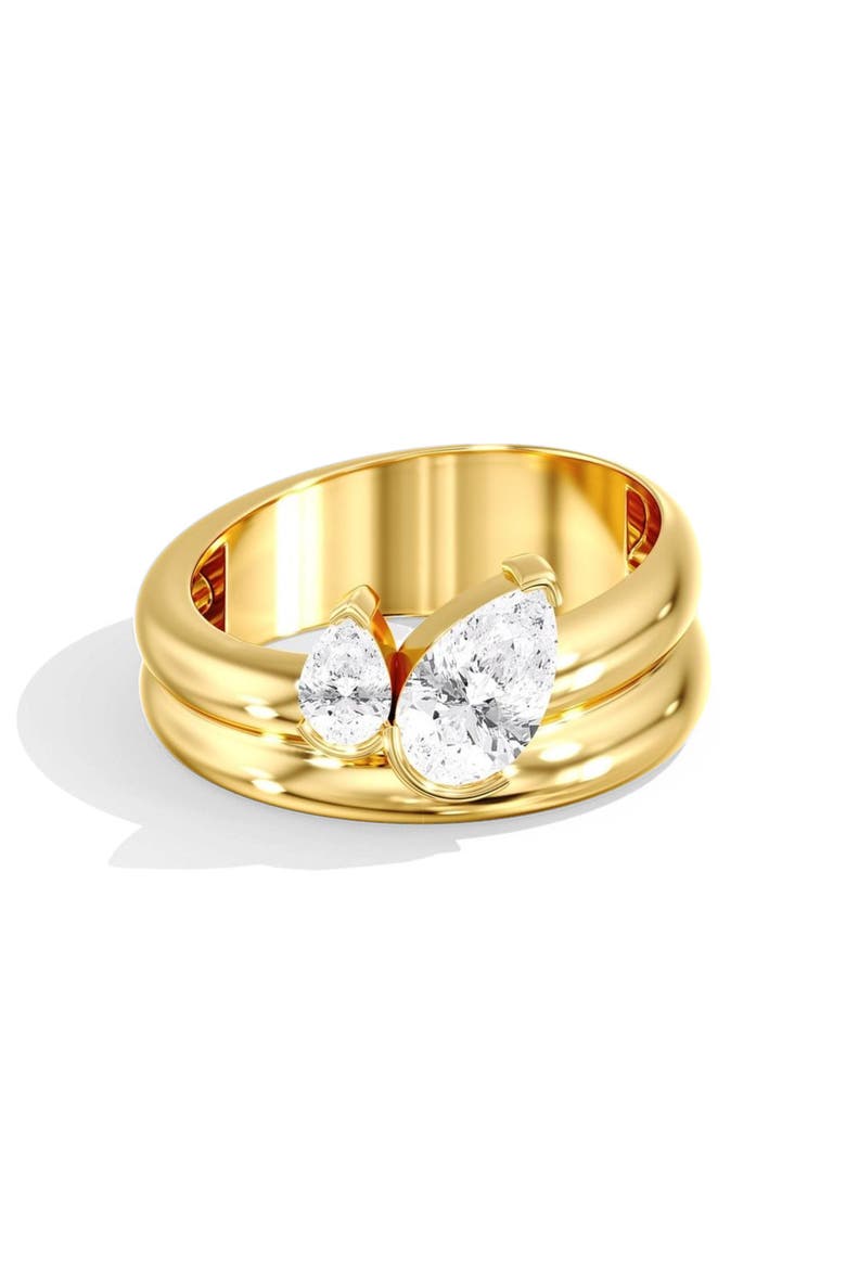 Aura Pear Duo Lab Diamond Ring in 14K, Main, color, Yellow Gold