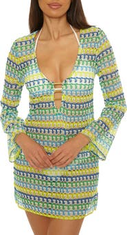 Becca Utopia Long Sleeve Open Stitch Cover-Up Tunic