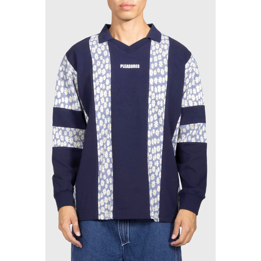 Pleasures Sounds Cotton Rugby Polo In Blue