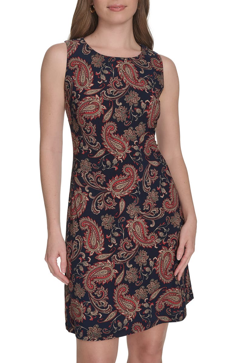 Tommy Hilfiger Sleeveless Shift Dress, Alternate, color, Sky Captain Multi