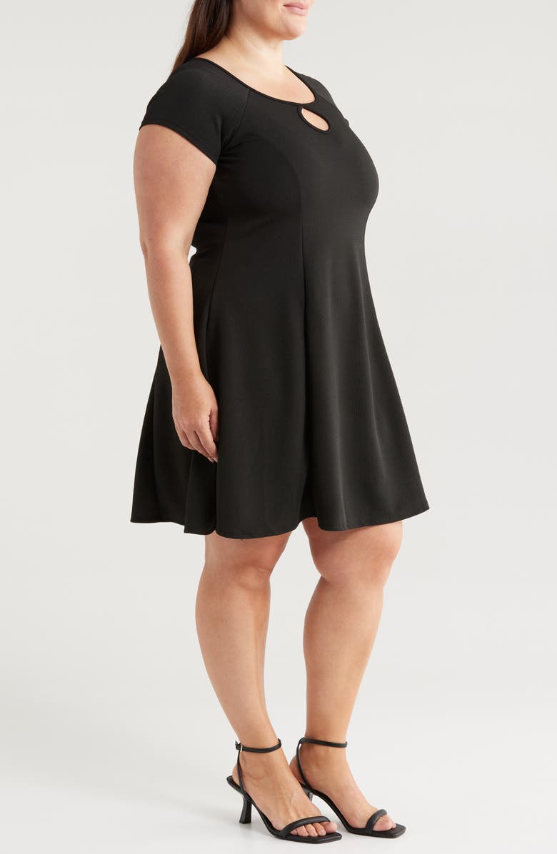 24seven Comfort Apparel Keyhole Cutout Fit & Flare Dress, Alternate, color, Black