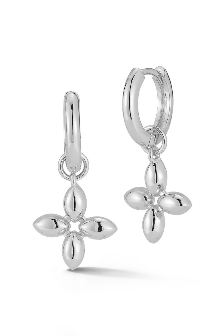 Clover Hoop Earrings, Main, color, SILVER