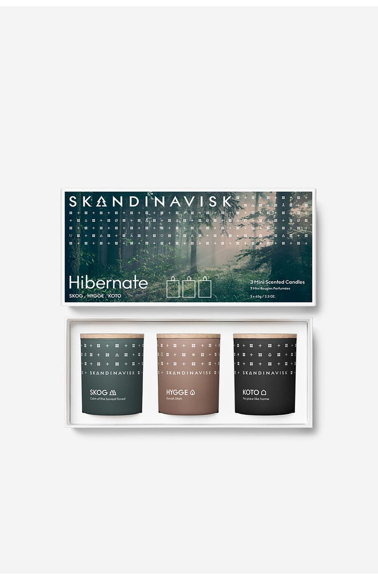 SKANDINAVISK HIBERNATE Mini Candle Giftset 65g x 3, Main, color, Green