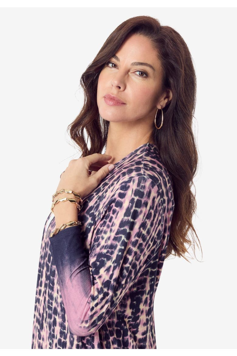 Ultra Drape Cardigan, Alternate, color, MAUVE TIE DYE BORDER