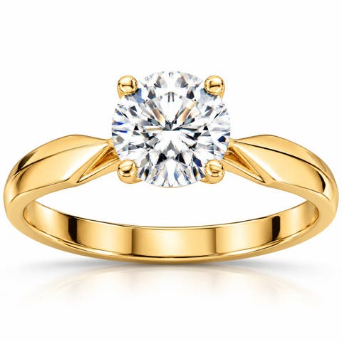 Certified 1 1/2Ct Solitaire Diamond Engagement Ring 14k Gold Lab Grown