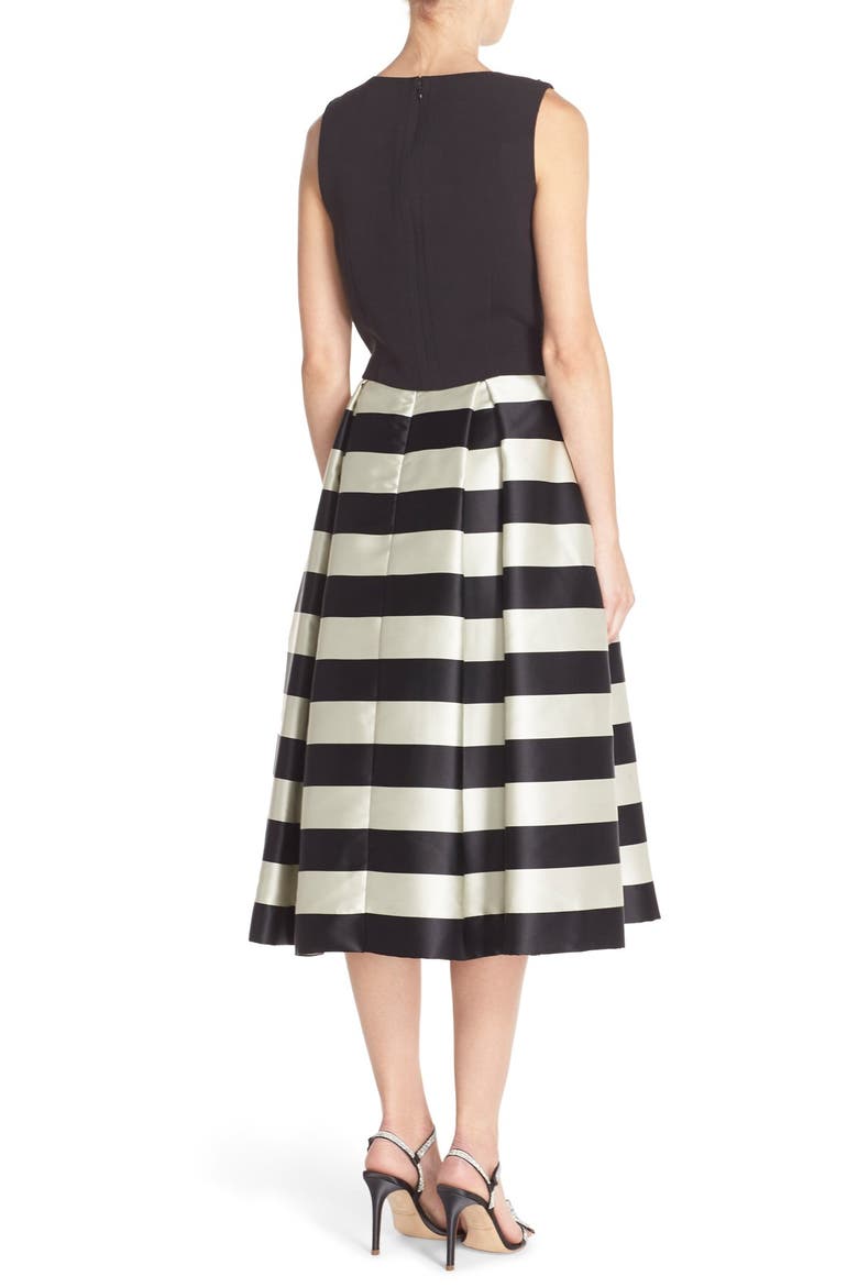 Pleated Stripe Midi Skirt, Alternate, color, IVORY/ BLACK