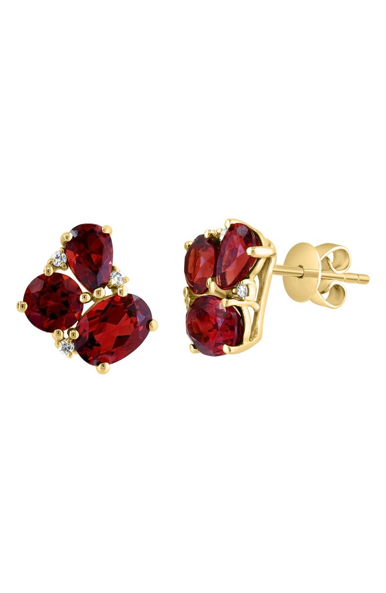 EFFY Garnet & Diamond Stud Earrings - 0.06ct., Main, color, Red