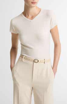 Short Sleeve Wool Blend Sweater