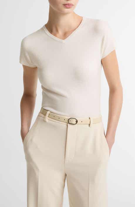 Short Sleeve Wool Blend Sweater