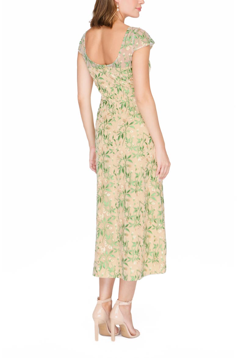 Sulllivan Floral Embroidery Cocktail A-Line Dress, Alternate, color, MAIZE GREEN
