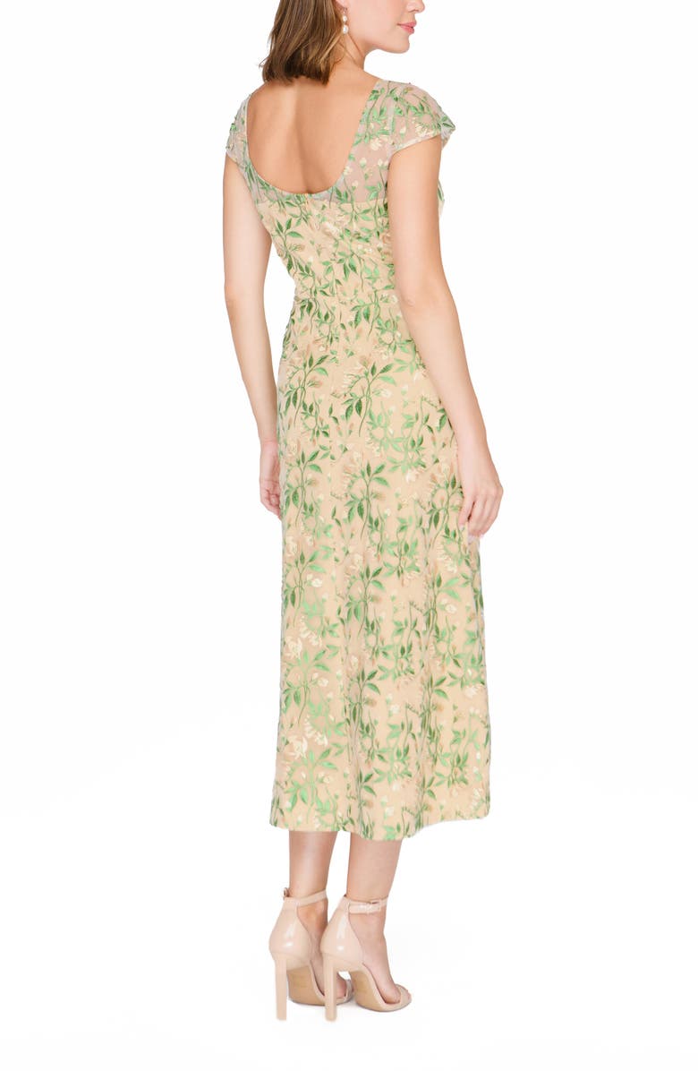 JS Collections Sulllivan Floral Embroidery Cocktail A-Line Dress, Alternate, color, Maize Green