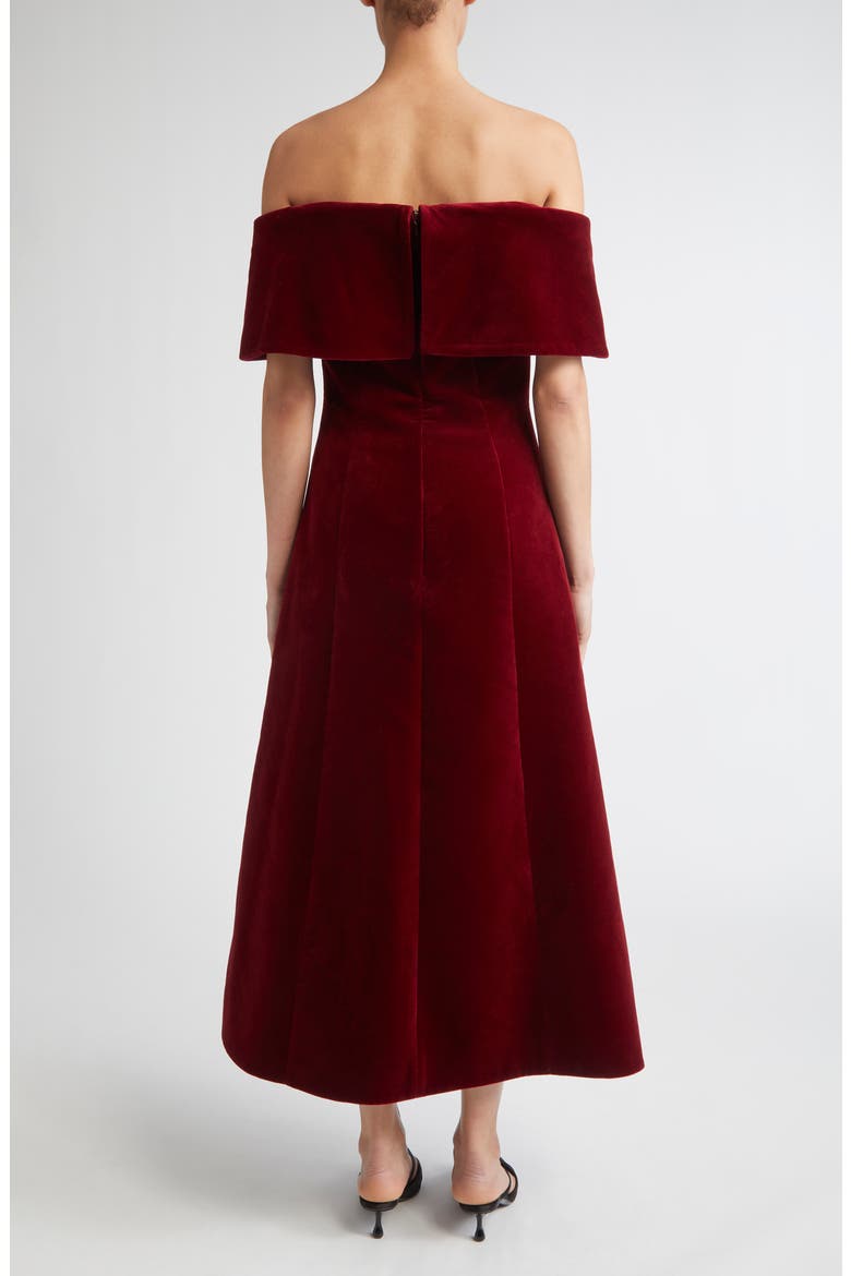 Carita Off the Shoulder Velvet Gown, Alternate, color, BURGUNDY