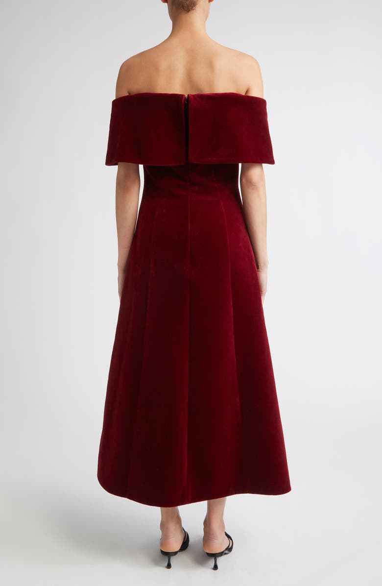 Emilia Wickstead Carita Off the Shoulder Velvet Gown, Alternate, color, Burgundy