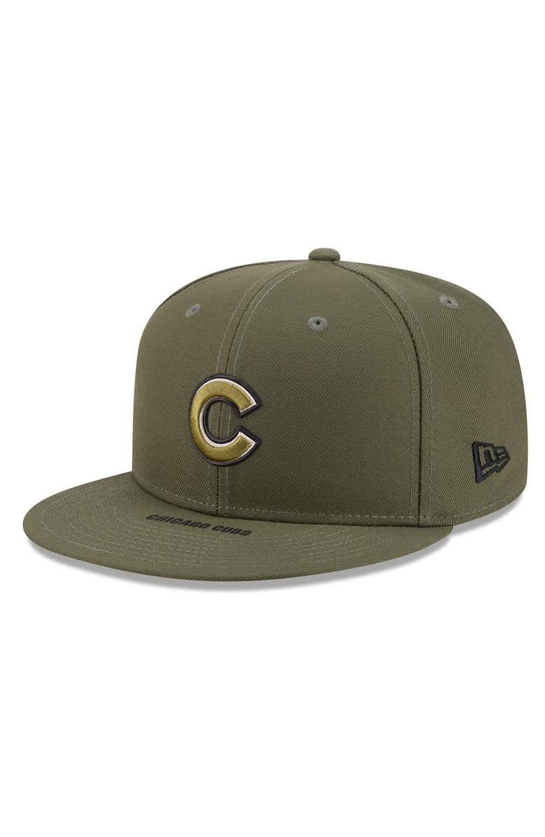 New Era Men's New Era Olive Chicago Cubs 2026 Armed Forces Day 9FIFTY Snapback Hat, Alternate, color, Olive