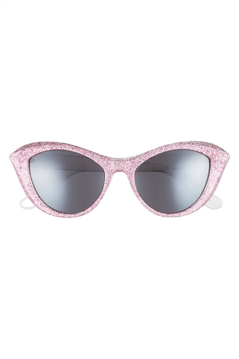 50mm Retro Cat Eye Sunglasses, Alternate, color, MILKY WHITE/ PINK