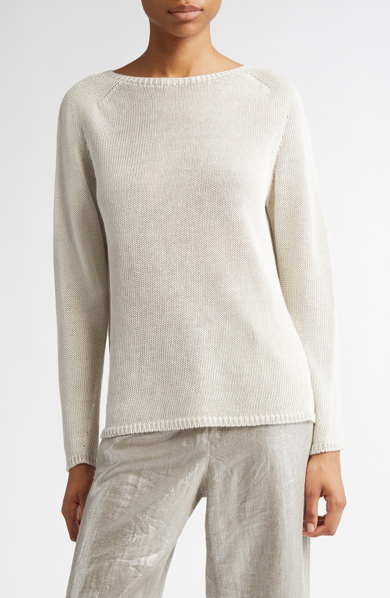 Max Mara Giolino Boat Neck Linen Sweater, Main, color,