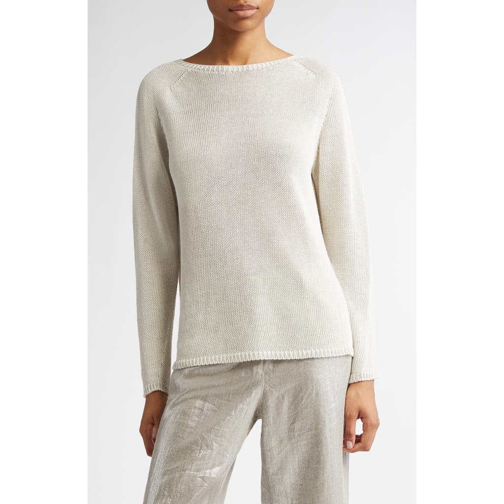 Max Mara Giolino Boat Neck Linen Sweater in Ecru at Nordstrom, Size Medium