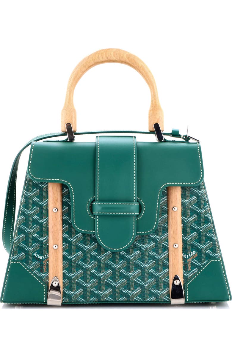Pre-Owned Goyard Saigon Top Handle Bag Coated Canvas with Leather PM, Main, color, Green