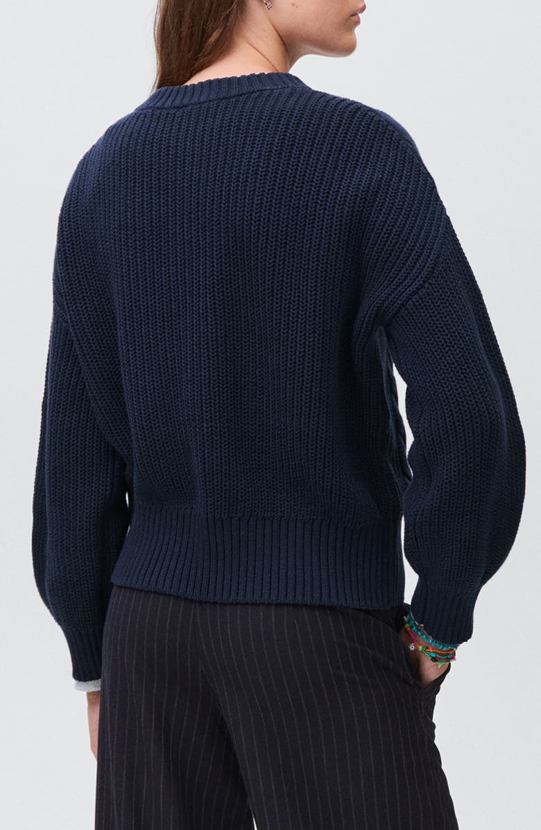 MANGO TEEN Chunky Cotton Cable Sweater, Alternate, color, Navy