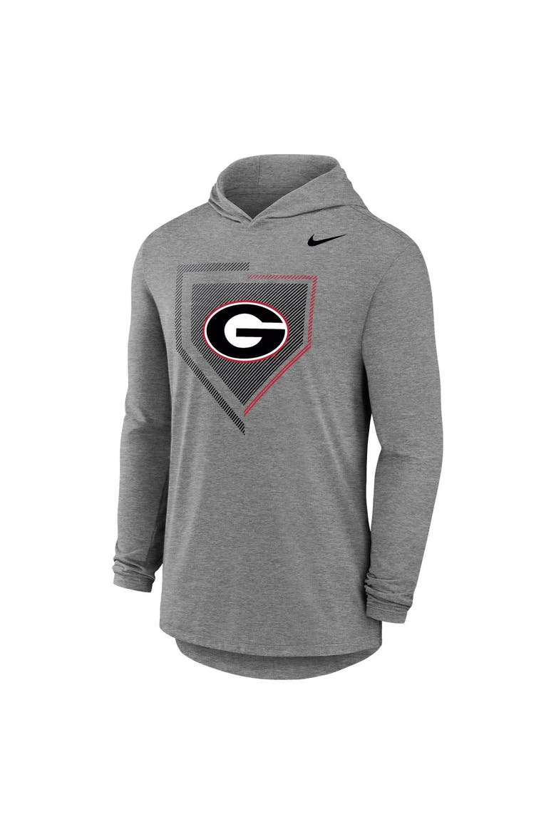 Men's Nike Gray Georgia Bulldogs 2026 NCAA Baseball Men's College World Series Dugout Long Sleeve Hooded T-Shirt, Main, color, Gray