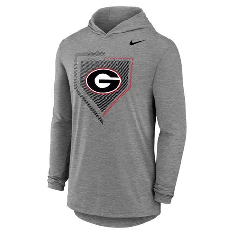 Men's Nike Gray Georgia Bulldogs 2026 NCAA Baseball Men's College World Series Dugout Long Sleeve Hooded T-Shirt