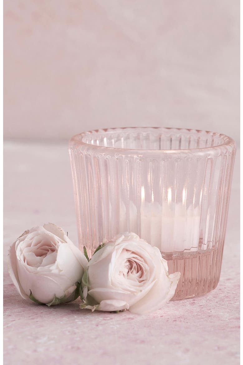 Pressed Pink Glass Tealight / Votive Holders - Set of 4, Main, color, Clear