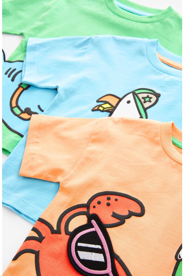 Kids' Assorted 3-Pack Cotton Graphic T-Shirts, Alternate, color, BLUE/ ORANGE/ GREEN ASSORTED