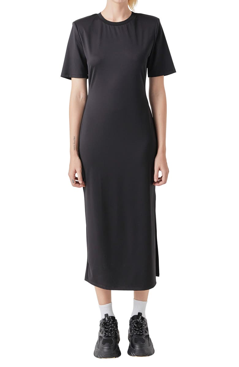 Grey Lab Power Shoulder Maxi Dress, Alternate, color, Black