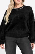 GUESS Arisa Rhinestone Accent Crewneck Sweater