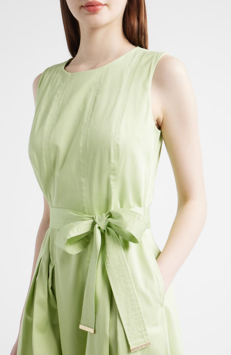 AK ANNE KLEIN Sleeveless Stretch Cotton Midi Dress, Alternate, color, Cool Sage