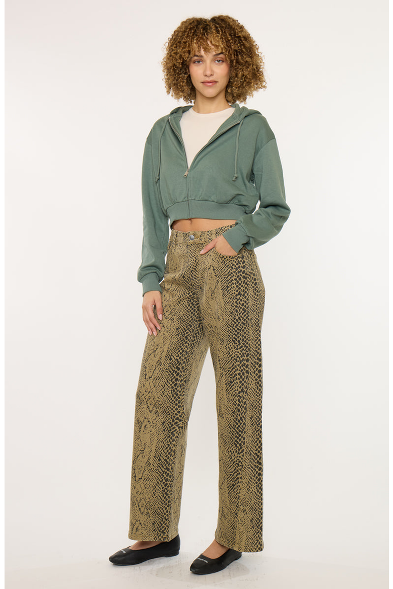 Juno Low Slung Baggy Wide Leg Pants, Alternate, color, Python Print