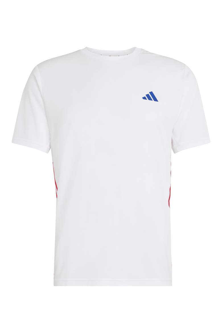 Workout Essentials Climacool 3-Stripes T-Shirt, Alternate, color, WHITE/ BETTER SCARLET