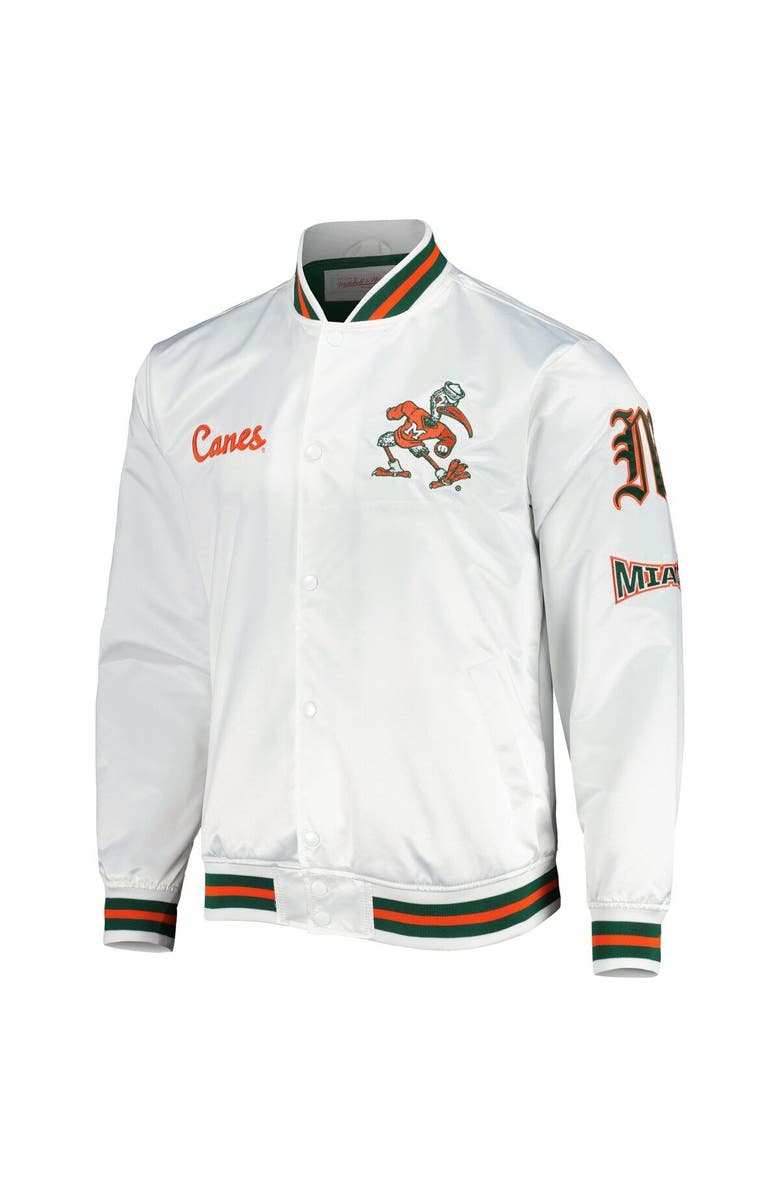 Mitchell & Ness Men's Mitchell & Ness White Miami Hurricanes City Collection Satin Full-Snap Jacket, Alternate, color, 
