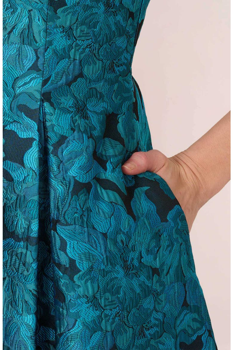Floral Tapestry Fit & Flare Midi Cocktail Dress, Alternate, color, BLUE MULTI