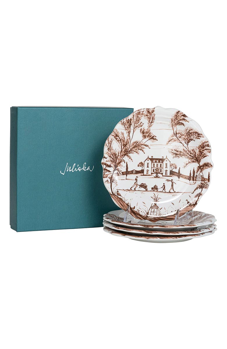 Juliska Country Estate Harvest Set of 4 Party Plates, Alternate, color, Sepia