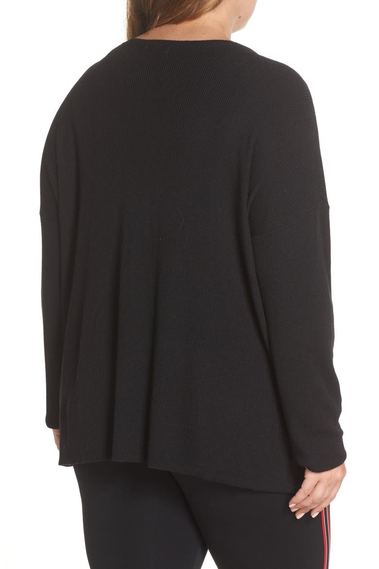 Drop Shoulder Ribbed Sweater, Alternate, color, BLACK
