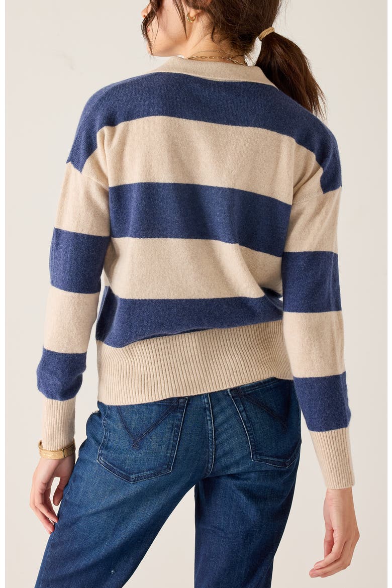Regatta Cashmere Polo Sweater, Alternate, color, Varsity Wheat/Navy