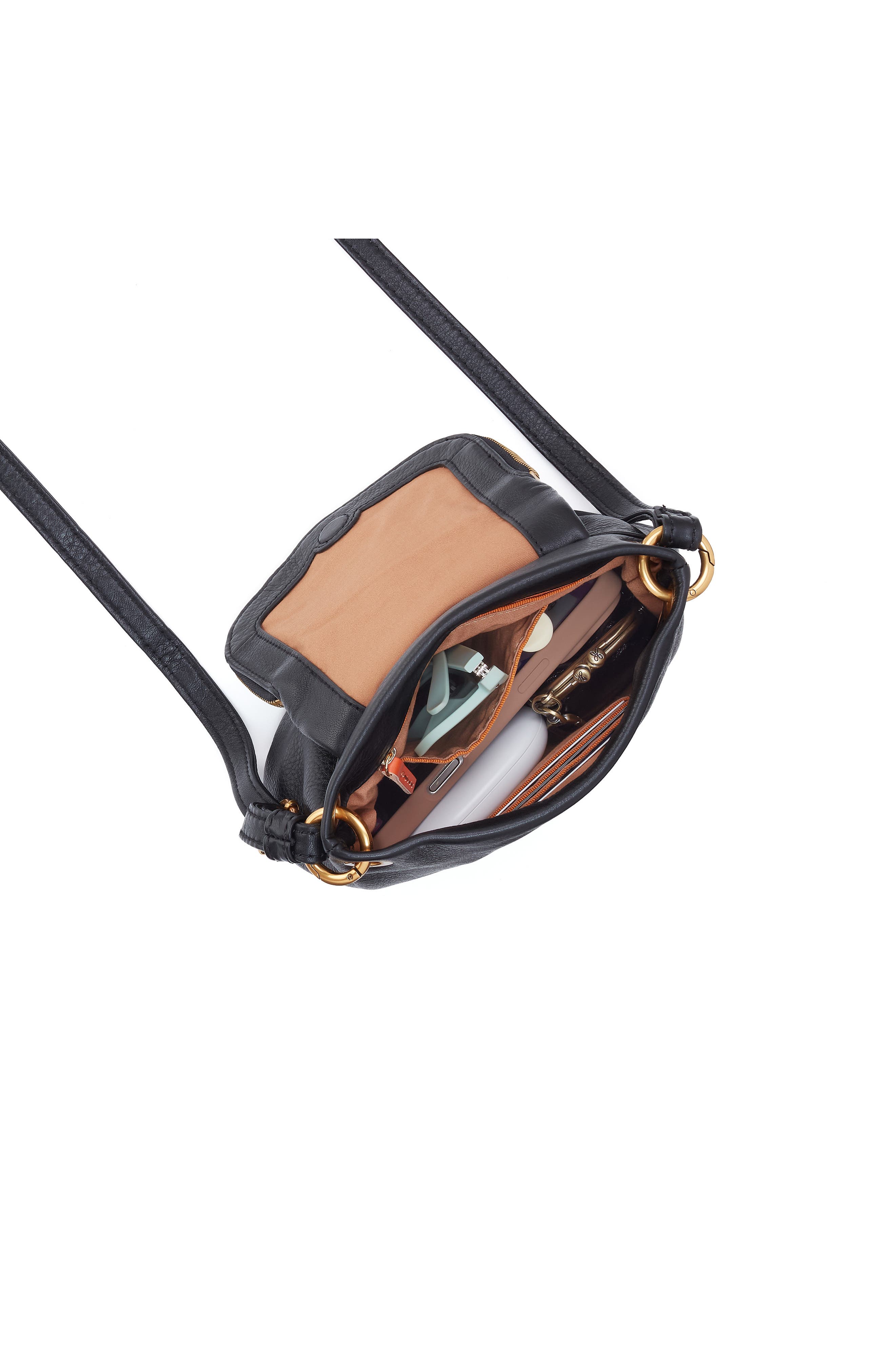 HOBO Fern Leather Crossbody Bag, Alternate, color, Black
