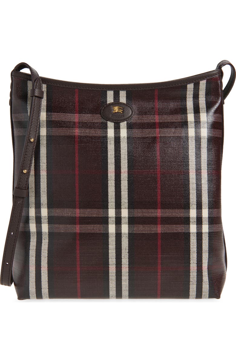 Burberry Small Highlands Coated Canvas Crossbody Bag, Main, color, Mahogany