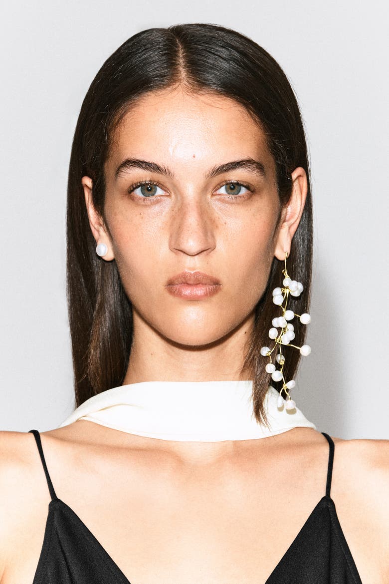 Asymmetric Cascading Freshwater Pearl Earrings, Alternate, color, GOLD
