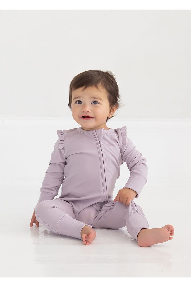 Soft Meadow Long Sleeve Solid Convertible Romper with Matching Headband, Main, color, Purple