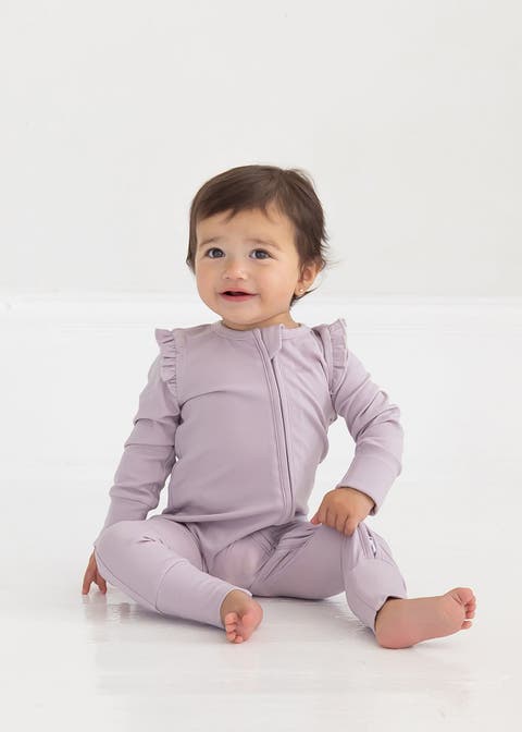 Soft Meadow Long Sleeve Solid Convertible Romper with Matching Headband