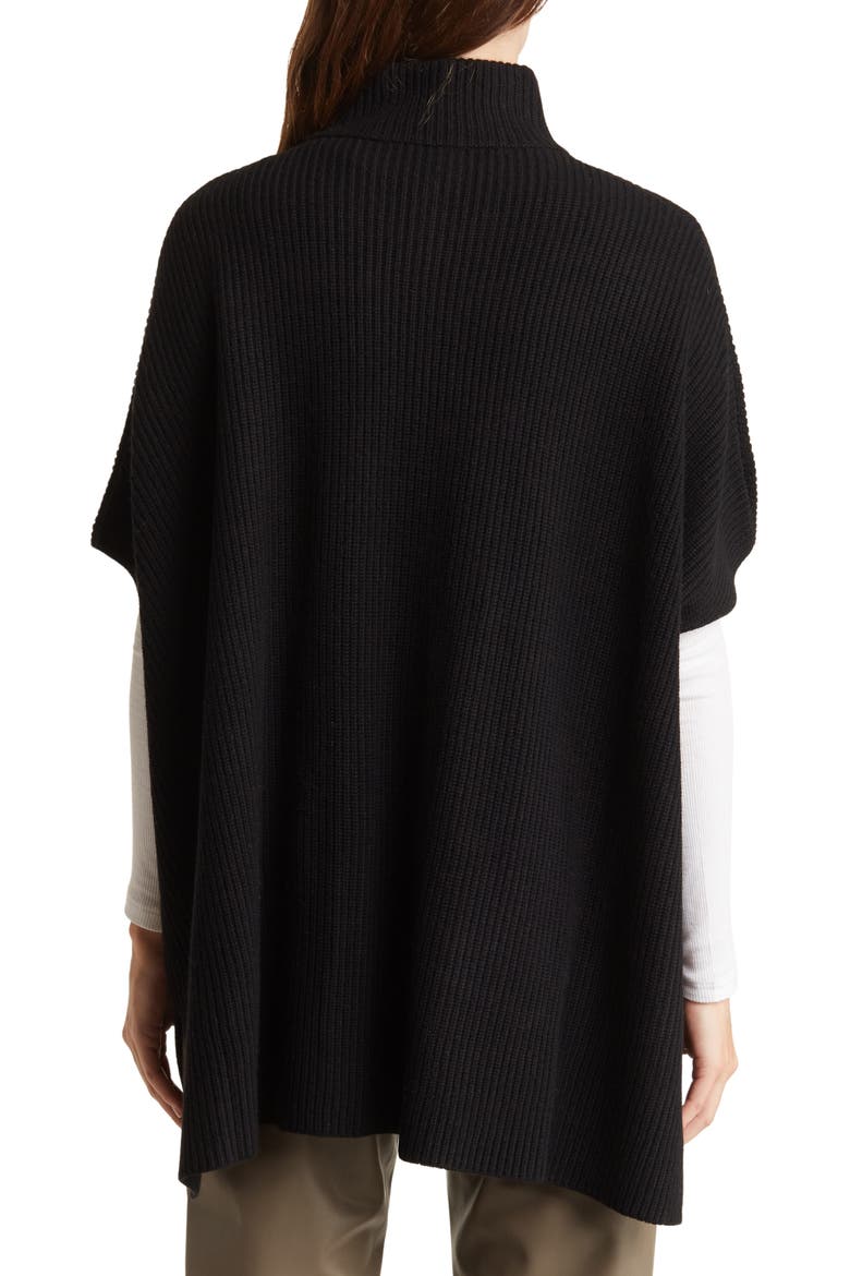 Cashmere Blend Zip Front Knit Cape, Alternate, color, BLACK
