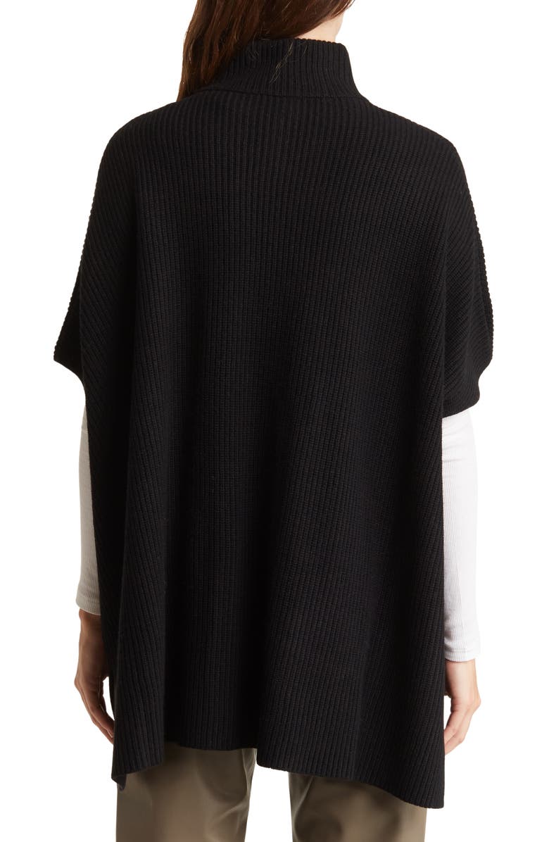 Bruno Magli Cashmere Blend Zip Front Knit Cape, Alternate, color, Black