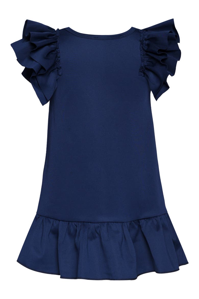 Kids' Ruffle Scuba Party Dress, Alternate, color, NAVY