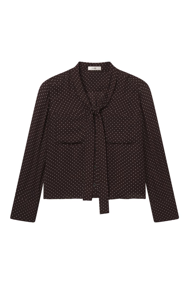 Polka Dot Tie Neck Shirt, Main, color, MAHOGANY POLKA DOT