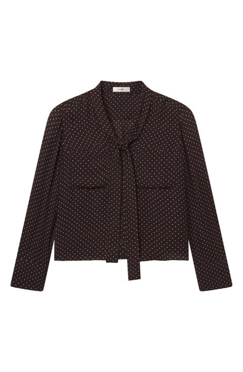 Polka Dot Tie Neck Shirt