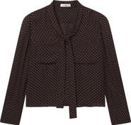 FRAME Polka Dot Tie Neck Shirt